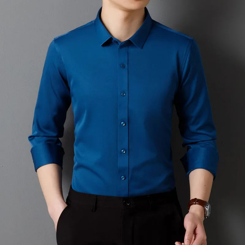 Men's Long Sleeved Shirt Classic Solid Color Soft Comfortable