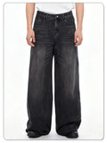 Four Season Men's Jeans Korean Version Student Casual Pant American Retro Gray Black Loose Wide Leg Jean Baggy Men's Denim Pants