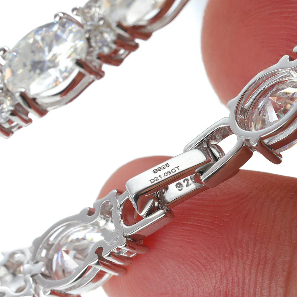 Oval/Round Cut Moissanite Tennis Bracelets with Certificate S925 Silver 1.5CT West East Set Diamond Bracelet Jewelry for Women