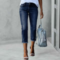 Women Stretchy Denim Pants Solid Color Streetwear Slim Jeans