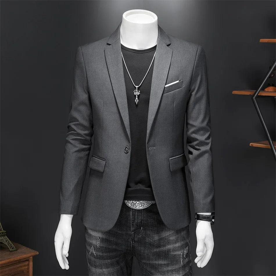 15-color boutique fashion suit 6XL men's slim groom wedding suit jacket business office suit casual solid color suit jacket