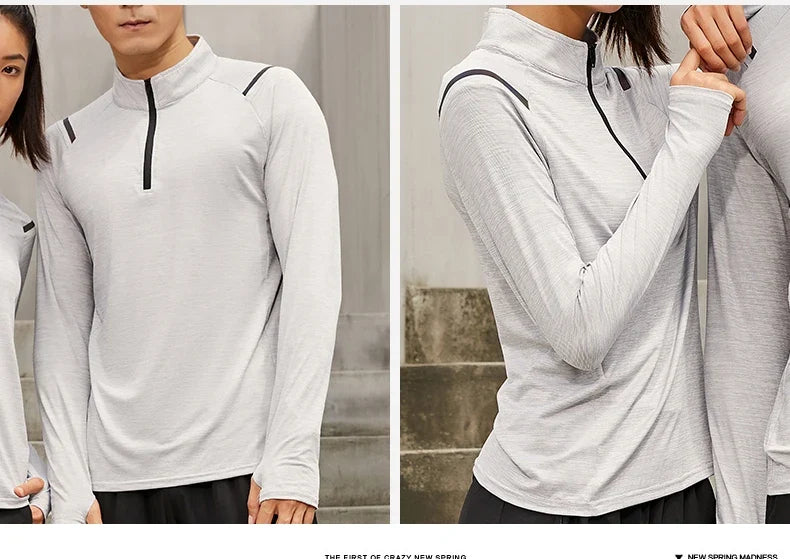 Autumn New Unisex Long Sleeve T-shirt Men Sweatshirt Fitness Shirt Tight Upperwear Anti-sweat Breathable Running Top ﻿