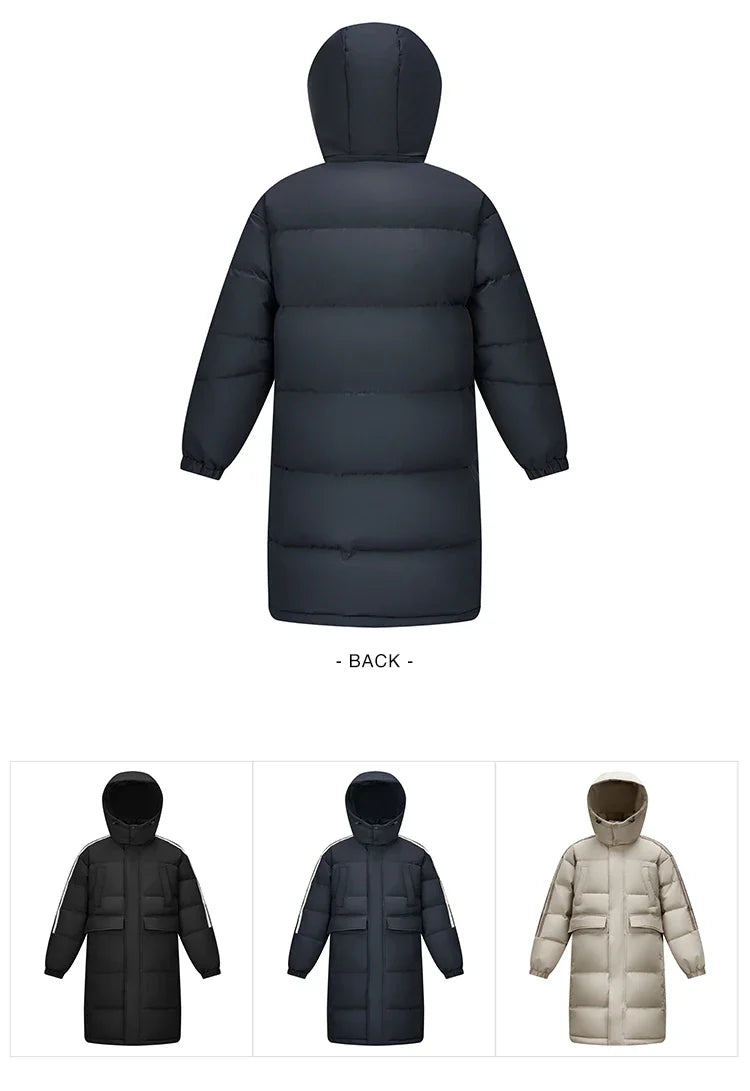 Down Jacket Men Three-Resistant Mid-Length Outerwear 2026 New Contrasting Colors Sports Style Winter Outfit Thick Couple