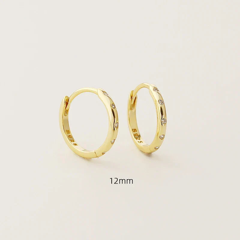 925 Sterling Silver Fashion Simple Piercing Ear Closure Statement Stacked Ear Hoop Earrings for Women Huggies Jewelry