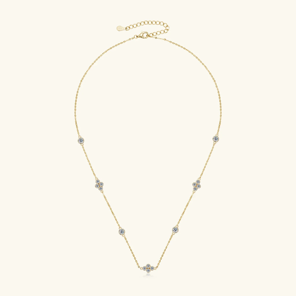 925 Sterling Silver Choker Necklaces 3mm Moissanite Clover Necklace for Women Neck Chain Female Jewelry Gift