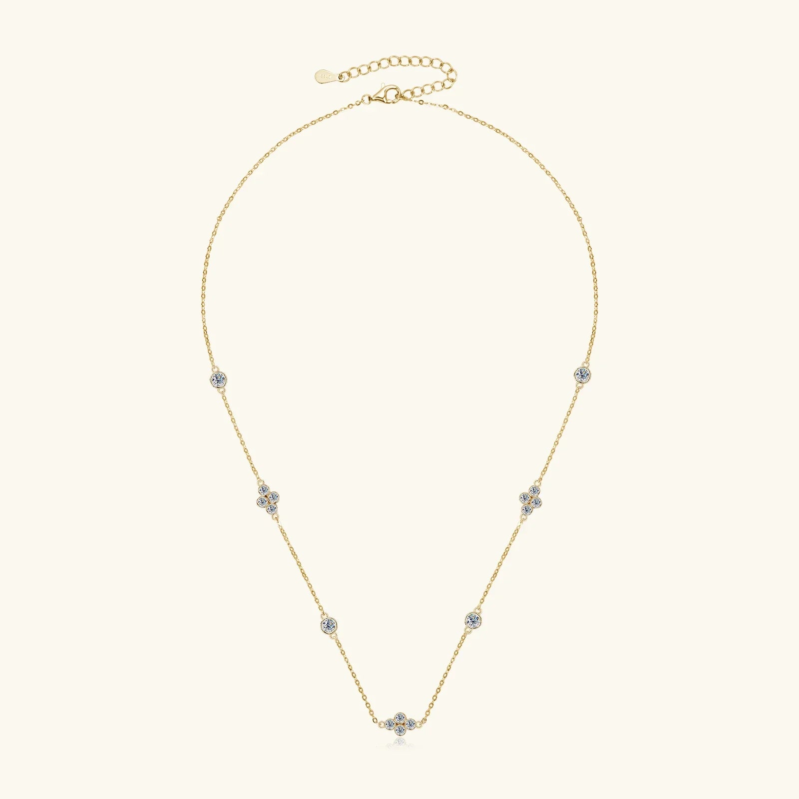 925 Sterling Silver Choker Necklaces 3mm Moissanite Clover Necklace for Women Neck Chain Female Jewelry Gift
