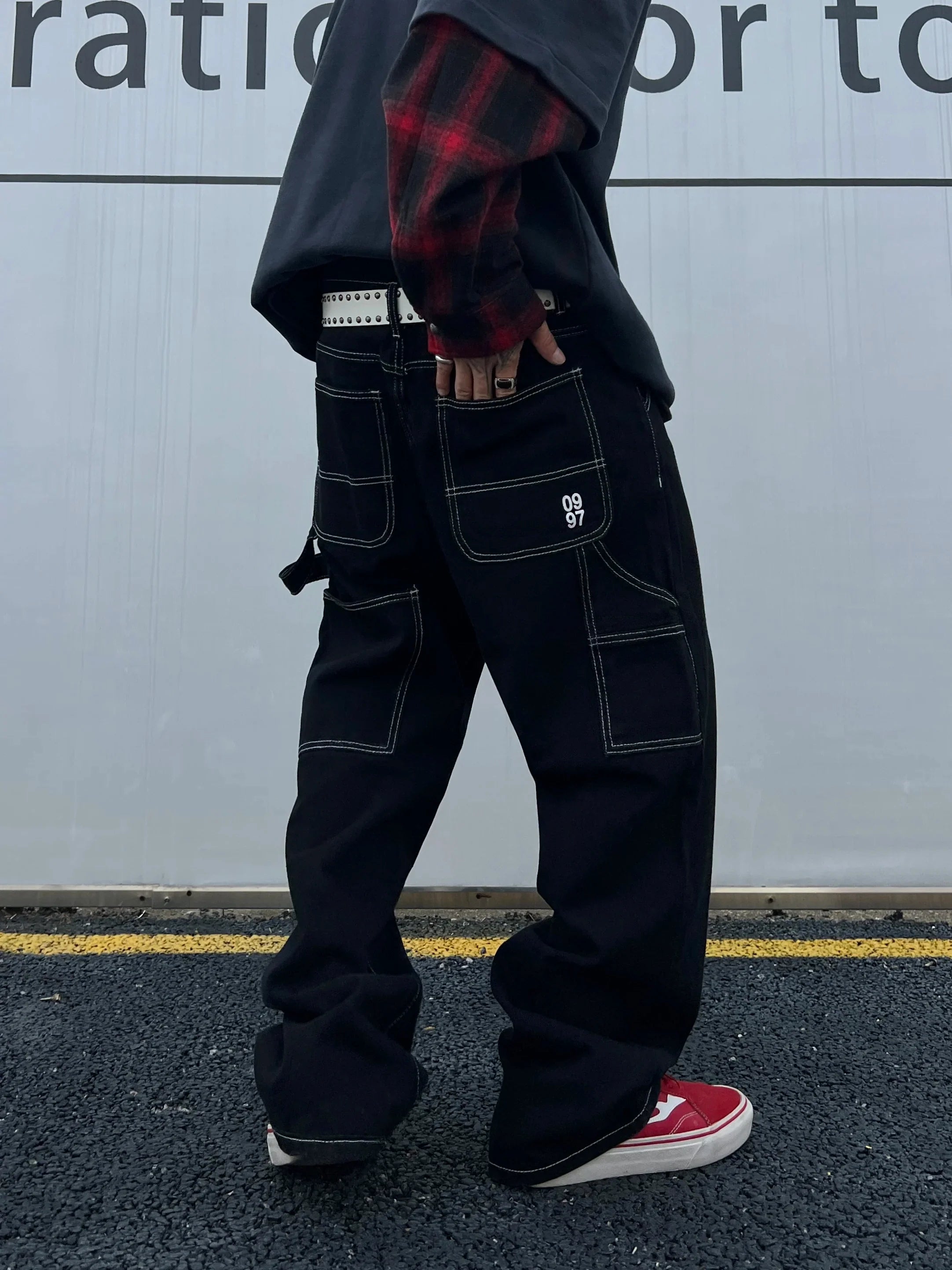 Retro Black Fashion Work Jeans Men Casual Straight-Leg Classic Work Denim Trousers Korean Brand Pant Men's Summer Pants