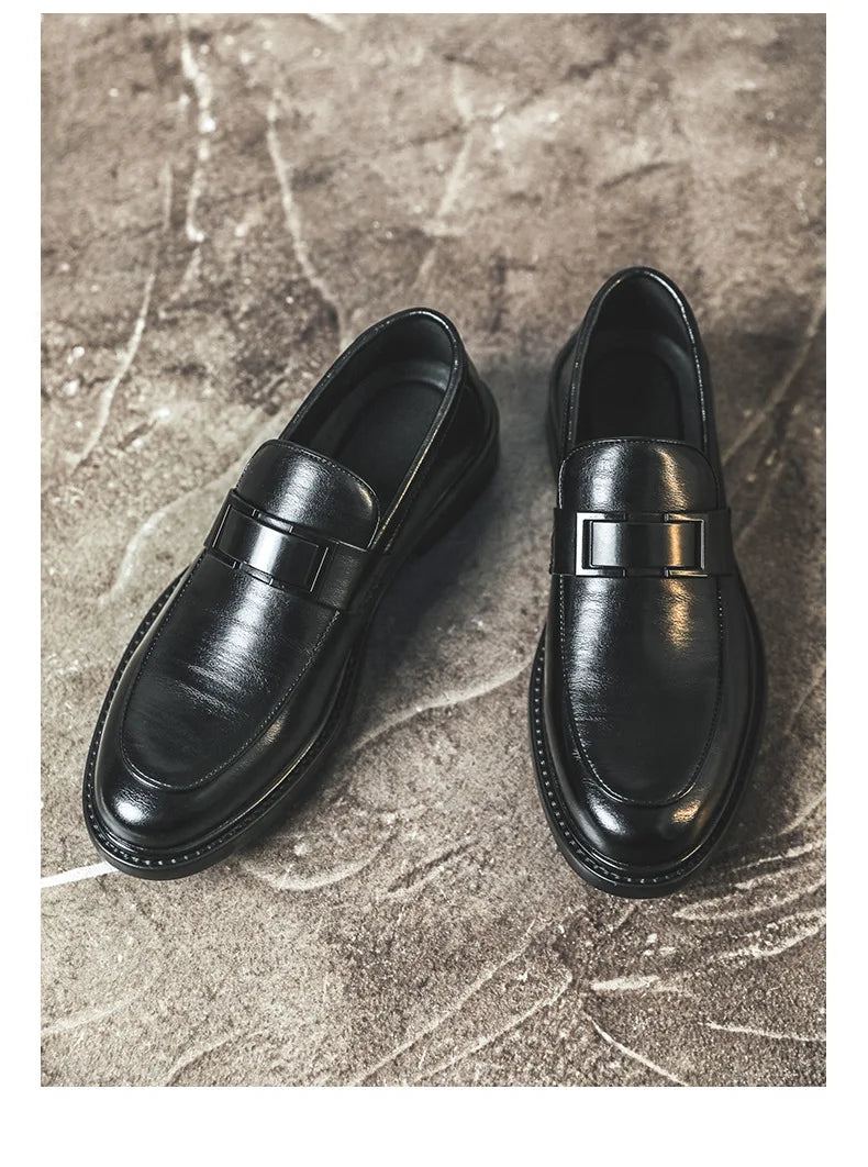 Spring Autumn New Black Dress Shoes for Men Business Designer Cow Leather Shoes Male Fashion British Style Casual Shoe Man