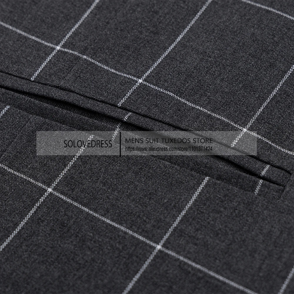 Men's Business Vest Boutique  Plaid Double-breasted Cotton Suit Vest Waistcoat For Wedding Formal Vest Groomsmen Wedding