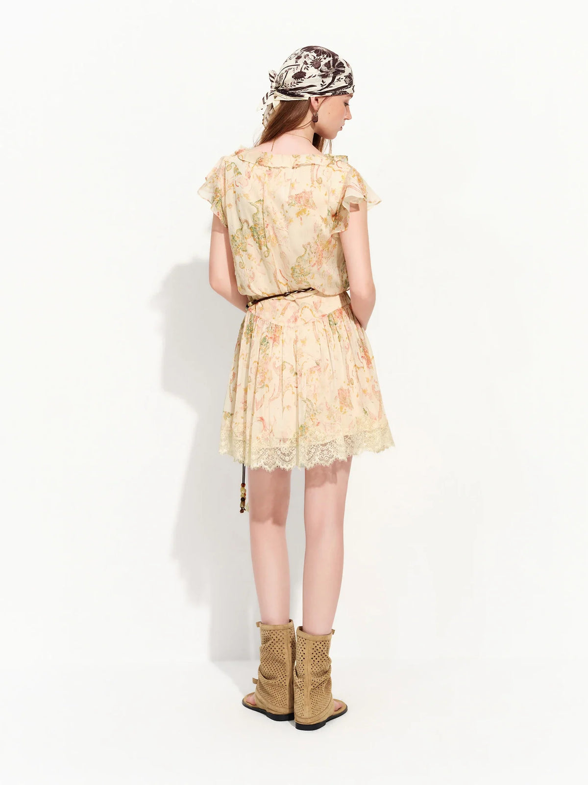 2026 Summer Women‘s Tiered Ruffle Lace Trim Chiffon Long Short Dress Flowy Smocked Maxi for French Romantic Coquette Style