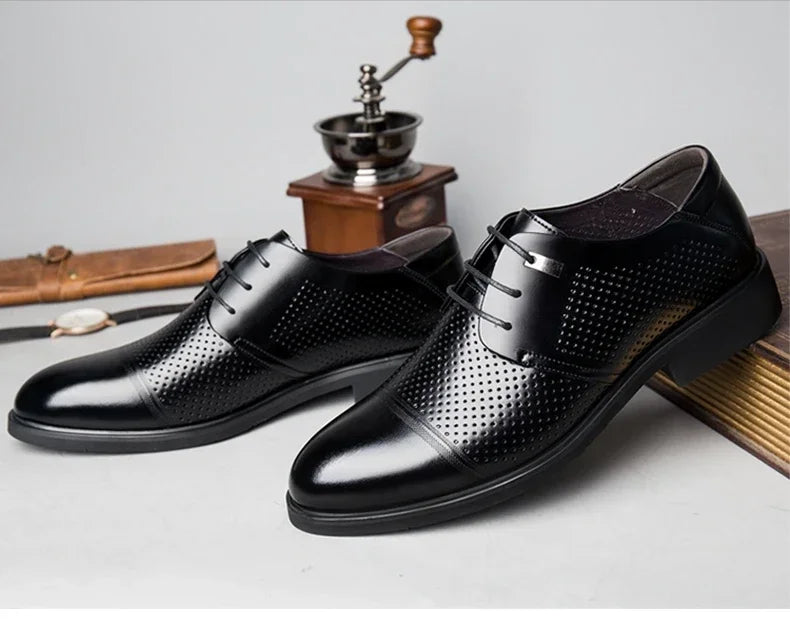 Height Increasing Shoes Man Hollow Breathable Taller Elevator Shoes 6CM Invisible Insole for Daily Men Heighten Wedding Shoes