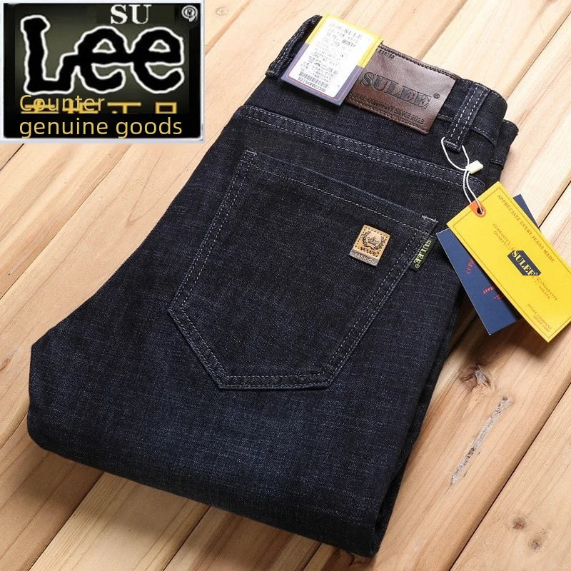 Men's Spring Season Su Lee Loose-fit Straight-leg Versatile Casual Trendy Denim Trousers Business Casual Long Pants