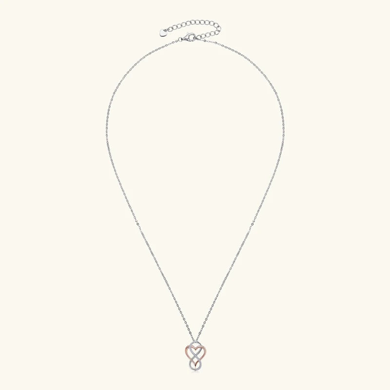 Certified Full Moissanite Heart Infinite Pendant Necklace for Women 925 Sterling Silver Chain Fine Jewelry Gift Collare