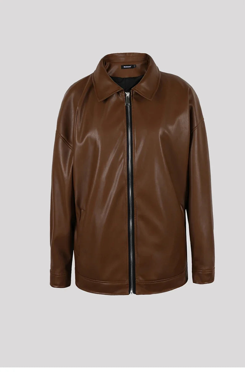 Spring Autumn Cool Luxury Short Black Soft Light Pu Leather Jacket Men Zipper Casual Mens Jackets and Coats Fashion