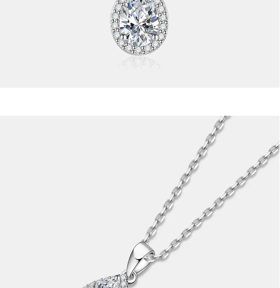 1CT Pear Cut Moissanite Necklace for Women S925 Pure Silver Sparkling Diamond Pendant Luxury Jewelry Party Gift