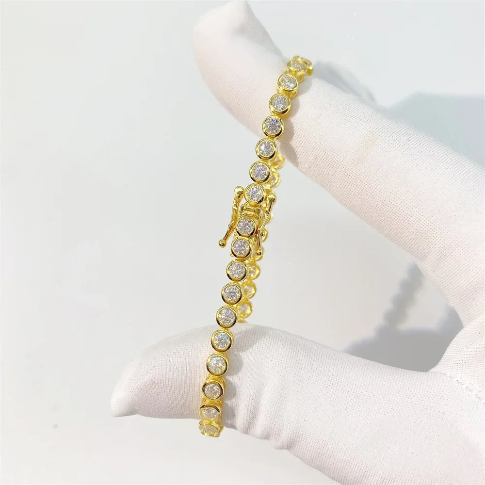 Luxury Bubble 2/3mm D Color Full Moissanite Tennis Necklace for Women S925 Silver Plated 18K Diamond Neck Chain Necklaces