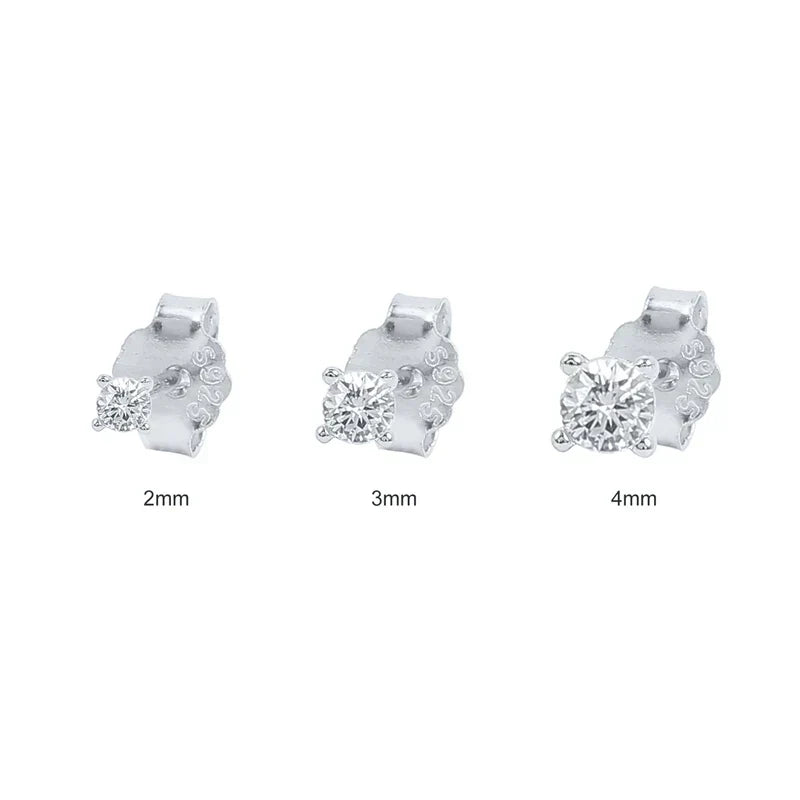 3pcs/set Bling Zircon Earring 925 Sterling Silver Cute Mini Heart Star Stud Earrings Ear Bone Earlobe Piercing Jewerly