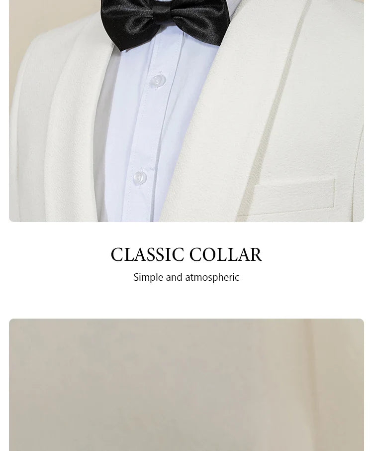 High Quality white elegant evening gown Tuxedo Prom man Suit Party Dress Slim fit casual suit wedding three-piece