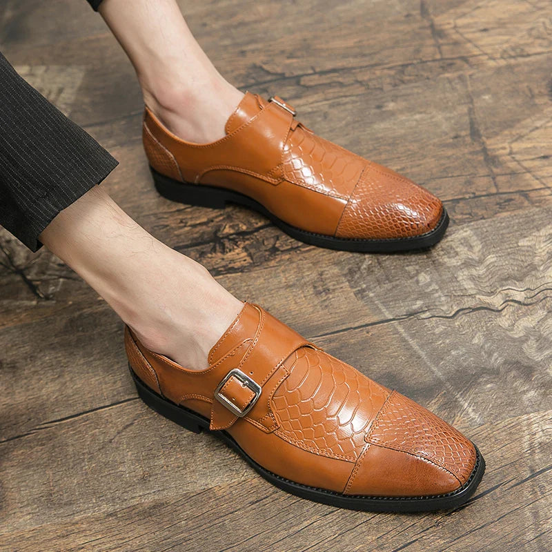 Leather Designer Brand Monks Snake Luxury Men Casual Office Business Man Loafers Mens Moccasins Driving Wedding Dress Male Shoes
