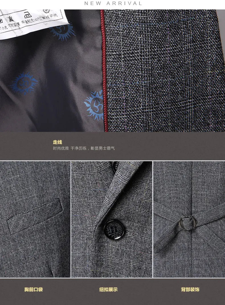 Suit  Men's Fashionable Business Banquet, Trendy Singer, Grid Host, Casual Wedding Banquet Dress, Male Star Performance Suit