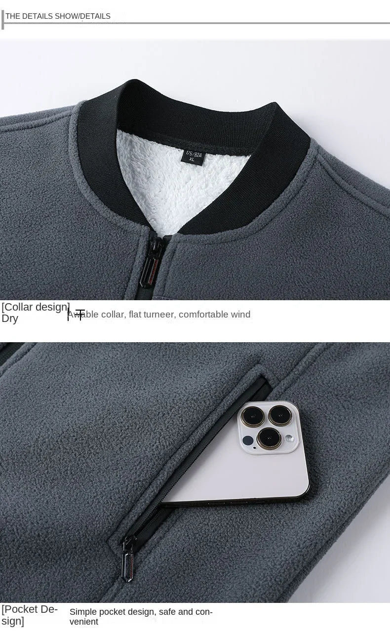 Men Winter Vest Sleeveless Stand Collar Solid Color Fleece Thick Keep Warm Plus Size Neck Protection Winter Waistcoat for Daily