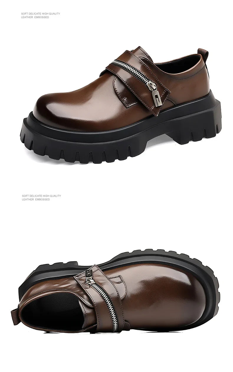 2026 New Derby men's leather shoes Thick bottomed British style design Leisure Party Business Office Luxury adult shoes