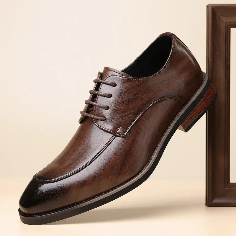 Men's Formal Leather Shoes, Comfortable Soft Sole Office Derby Shoes, Breathable Anti-Slip Business Men's Shoes-HT1009