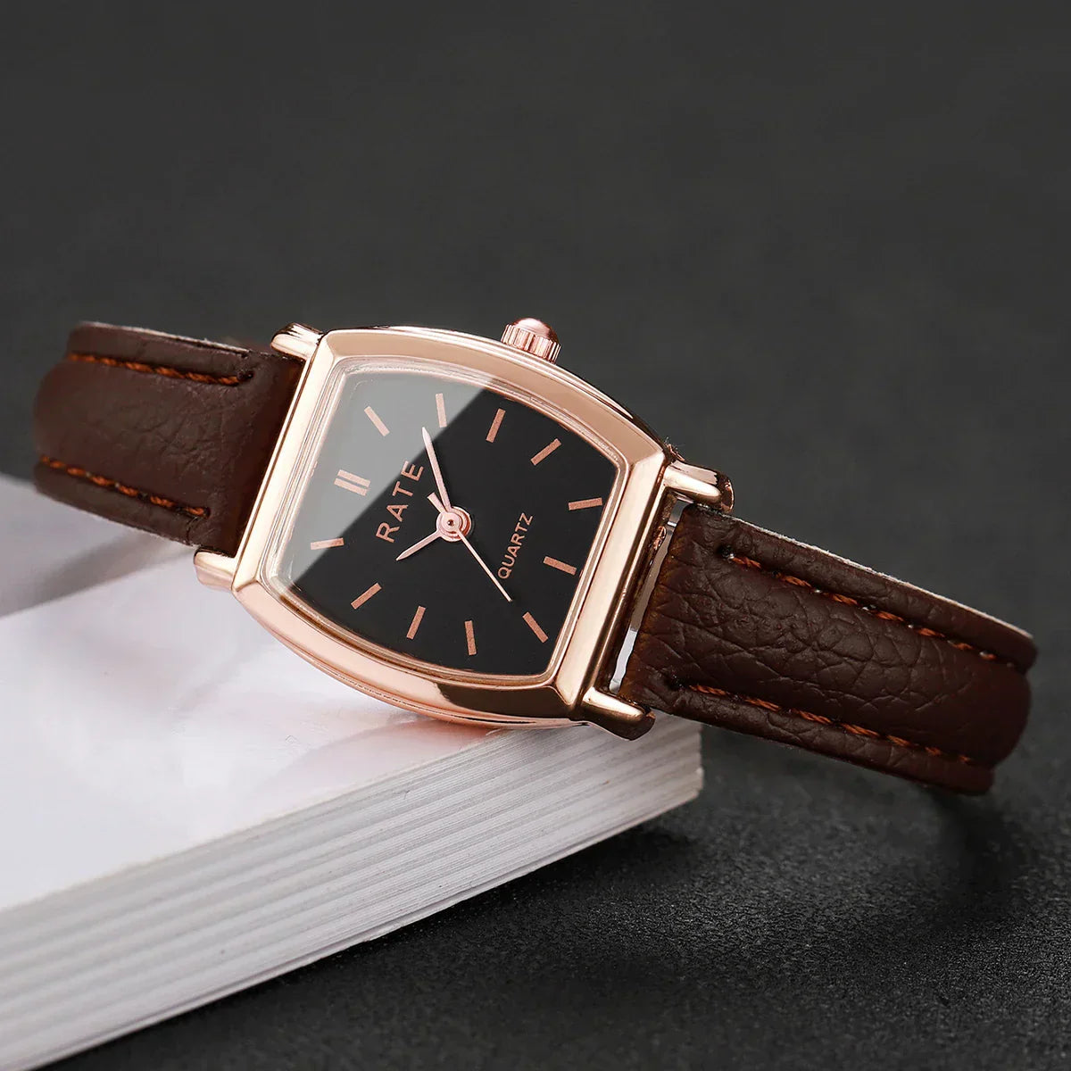 2PCS Fashion Leather Strap Quartz Wristwatches Set With Heart Bracelet Casual Simple Dial For Ladies Clock(Without Box)