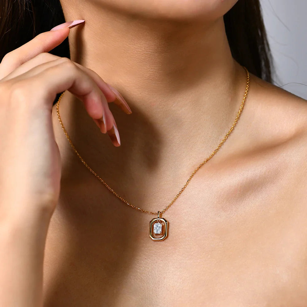 Top Quality Moissanite Diamond Necklace for Women Solid 10k 14k 18k Yellow Gold Penant Fine Jewelry Gifts Wholesale New