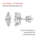 0.3/0.5/1/2ct D Color Marquise Cut Solitaire Moissanite Stud Earrings for Women 925 Silver GRA Certified Ear Fine Jewelry