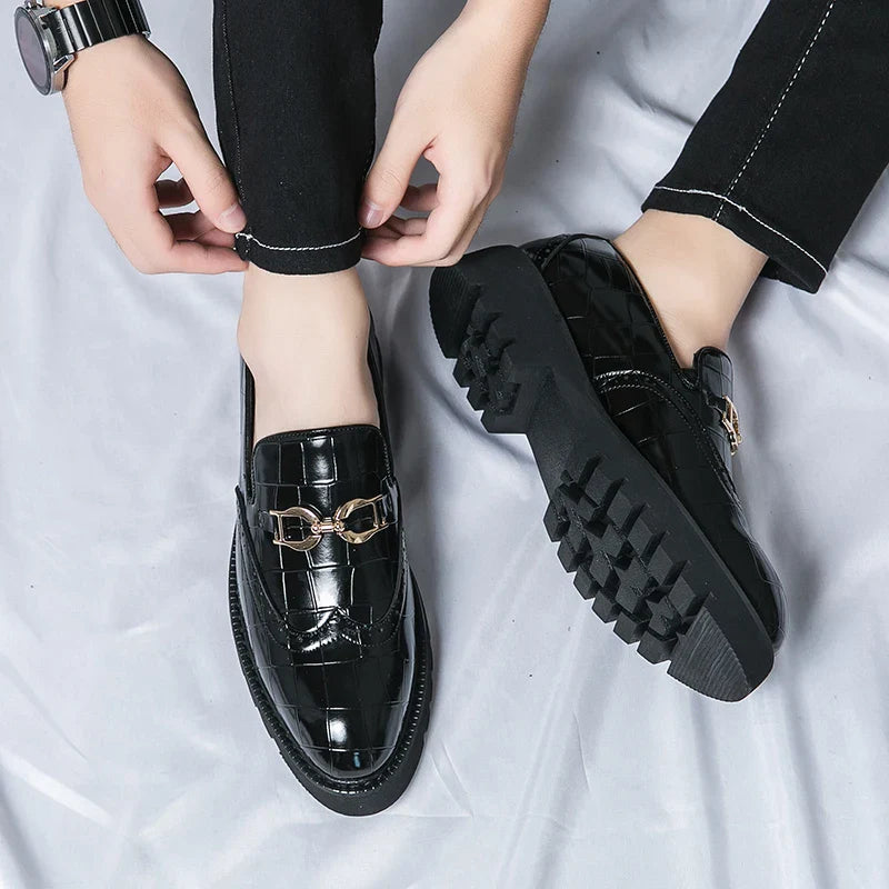 Trendy Brand Green Brogue Shoes Men's Leather Business Shoes Groom's Wedding Men's Loafers British Style Dress Shoes Men