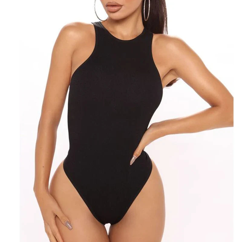 GUUDIA Halter Neck Body Shaper Suits Open Crotch Thong Shapewear Body Shapers Tummy Control Bodysuit Cupless Stretchy Jumpsuit