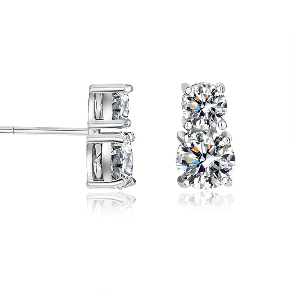 1.5carat Moissanite Diamond Stud Earrings With  Certificates 925 Sterling Silver Round Cut Ear Studs For Women Men Jewelry