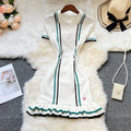 Brand Fashion Women Knitted Mini Dress Ins Hot Sexy Package Hips Ruffled Party Dress Streetwear Lady Outfits Vestidos
