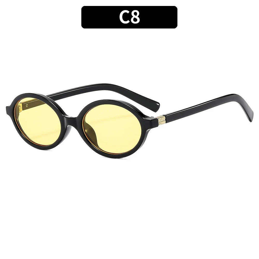 New Oval sunglasses For women Fashion Brand Black Small Frame Sun Glasses Female Retro Clear Lenses Eyewear Lady Trendy UV400