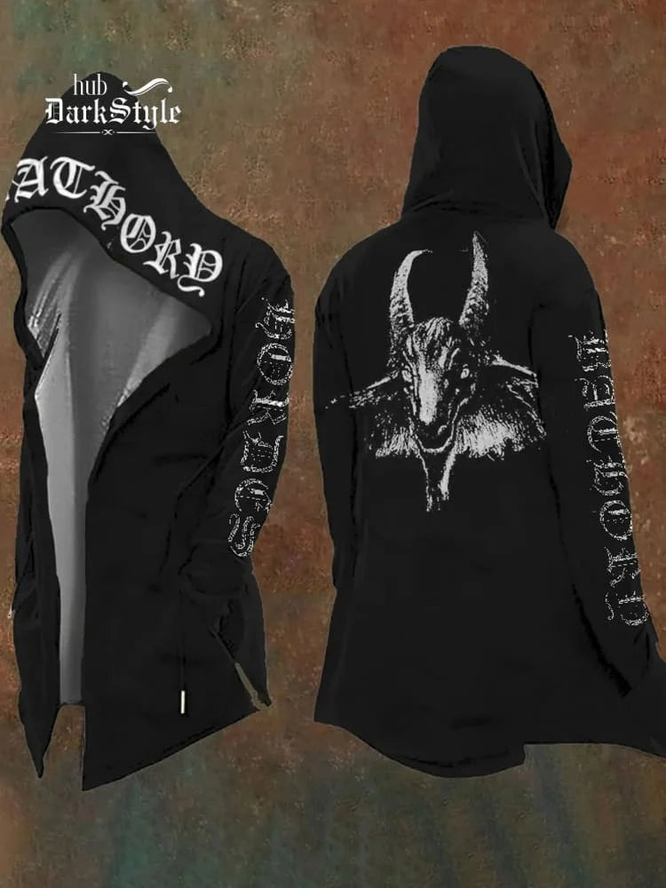 Men’s oversized 3D cosmic print hooded trench coat, abstract retro style, spring/fall, M–XXL