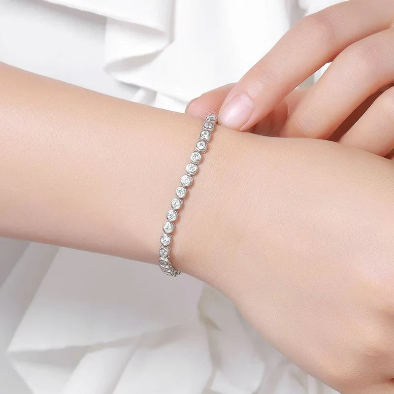 Luxury Bubble 2/3mm D Color Full Moissanite Tennis Necklace for Women S925 Silver Plated 18K Diamond Neck Chain Necklaces