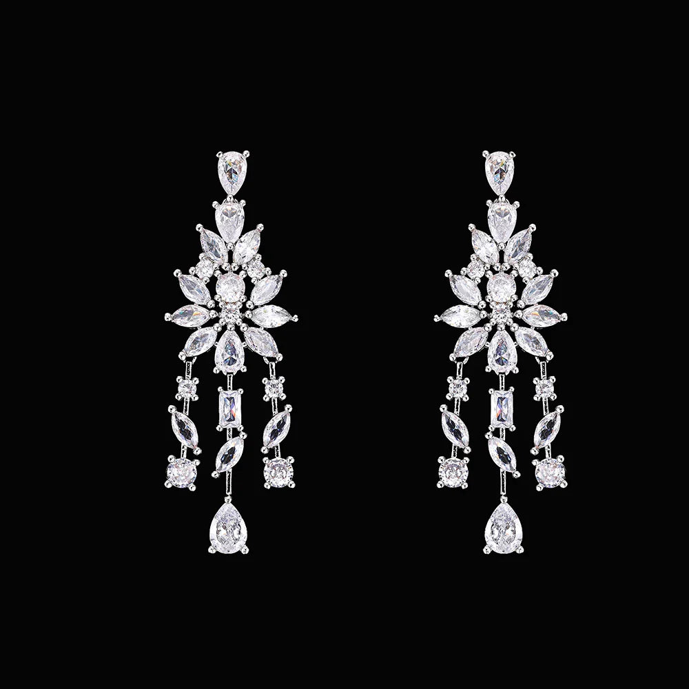 2024 New 4-piece Bride Zirconia Women's Party Jewelry Set, Deluxe Dubai Nigeria CZ Crystal Wedding Necklace Set