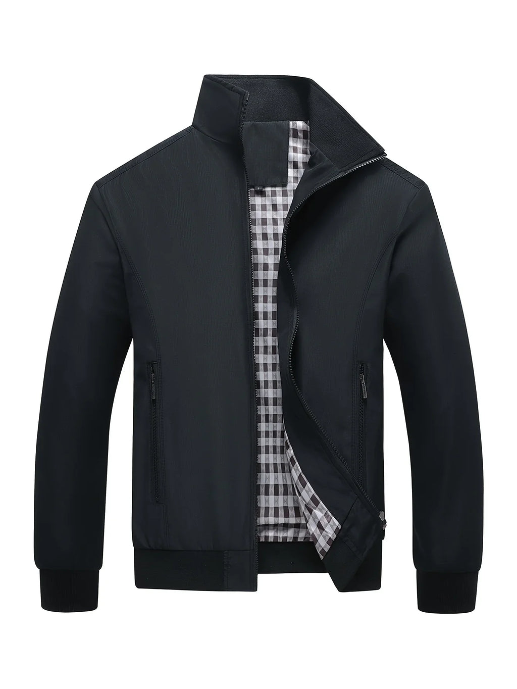Men's Classic Design Sports Jacket, Casual Baseball Collar Zipper, Spring and Autumn Solid Color, Fashionable Daily Wear Jacket