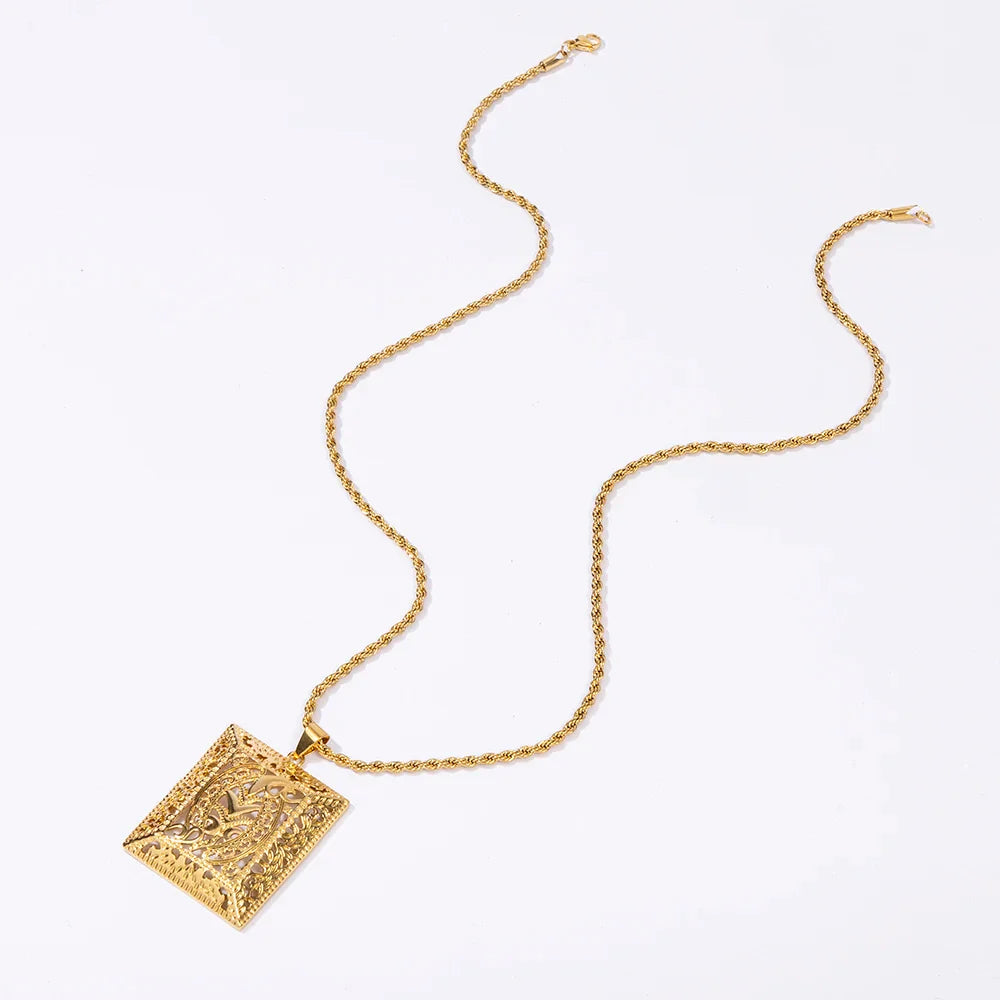 Morocco Dark Gold Color Jewelry Set for Party Design Earrings and Pendant Necklace Bracelet Ring Set for Engagement