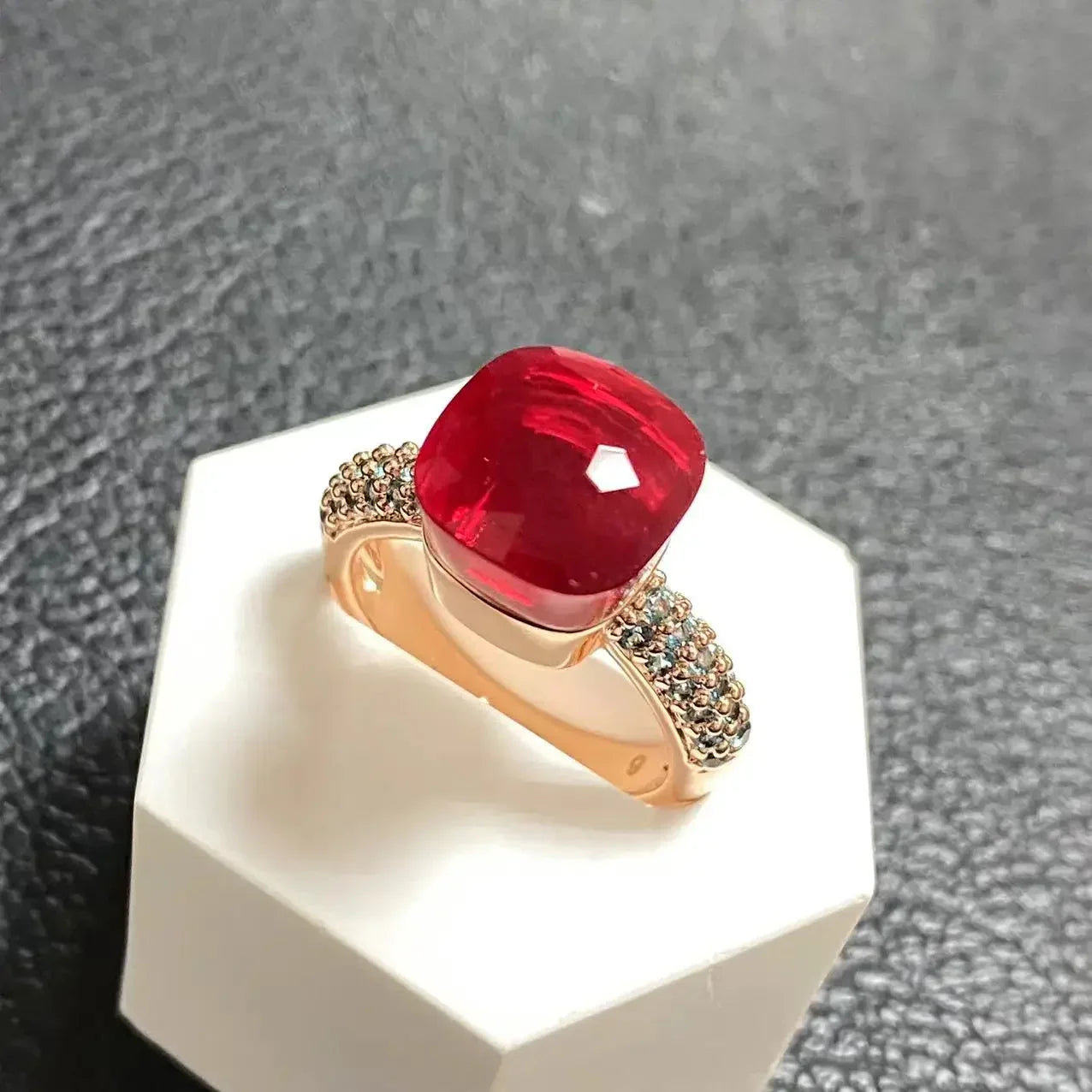 10.6mm Topaz Ring For Women Inlay Light Blue Zircon Candy Water Drop Crystal Ring Rose Gold Plated Jewelry Gift