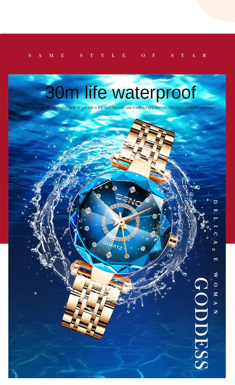Ocean Star Women Crystal Watch 2025 Top Brand Luxury Rose Gold Women Bracelet Watch For Ladies Wrist Watch Relogio Feminino