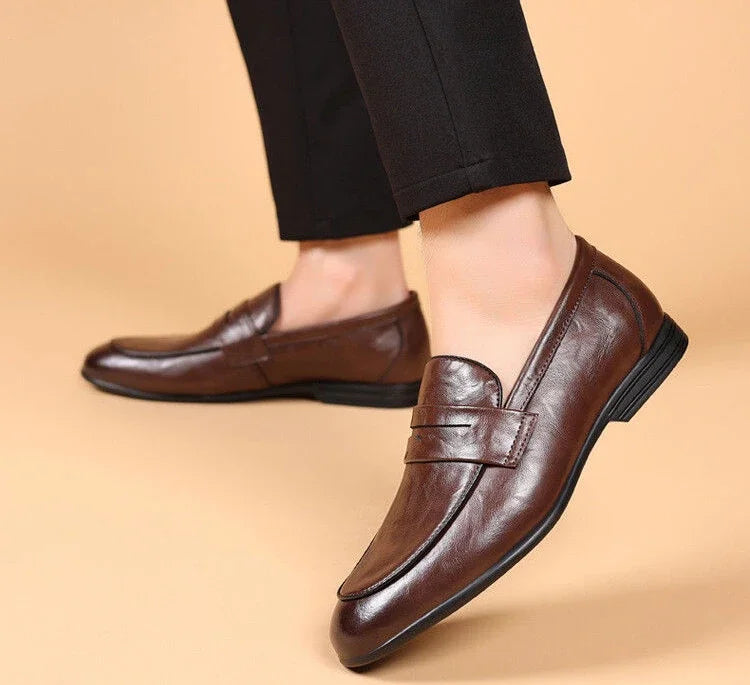 Brown Flat Leather Loafers Shoes for Men Fashion 2025 Classic Original Size Man Casual Shoe 45 Comfortable Shipping Free New In