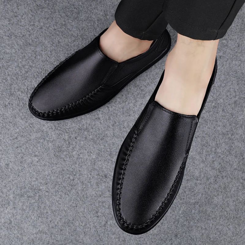 Genuine Leather Men's Loafers Soft Cowhide Men Casual Shoes Luxury Brand Male Driving Footwear Slip-on Flats Handmade Moccasins