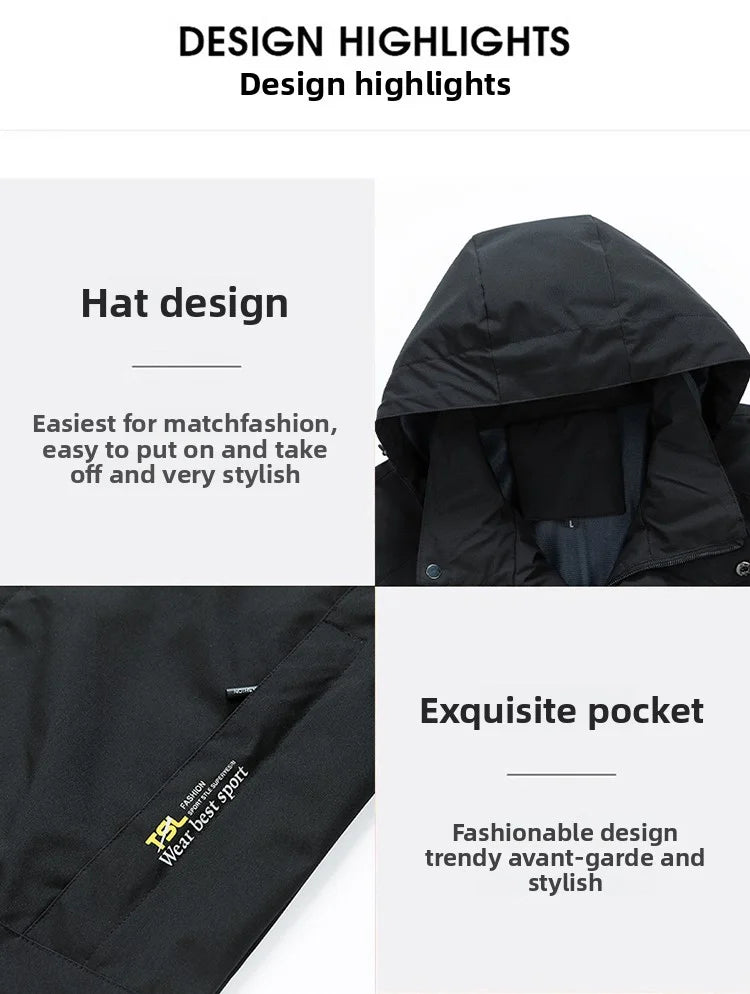 Waterproof Windbreaker Men Jacket Autumn Spring Outdoor Softshell Hooded Coat Sports Hiking Camping Coats Lightweight Jackets