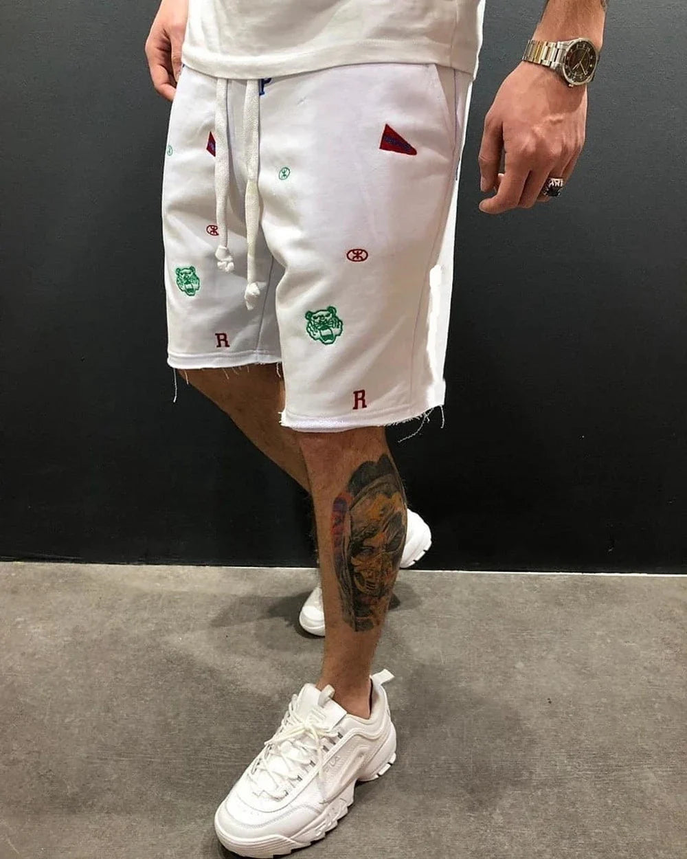 Mens Skinny Cotton Sporting Running Shorts Streetwear Bodybuilding Embroidered Fitness Short pants Jogger Gyms sport Shorts