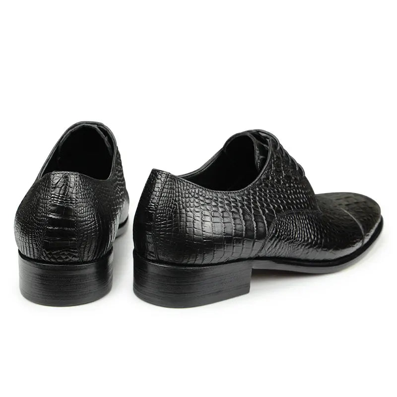 Luxury Crocodile Pattern Genuine Leather Shoes Handmade Men's Vintage Casual Leather Shoes Custom Pointed Toe Oxford Dress Shoe