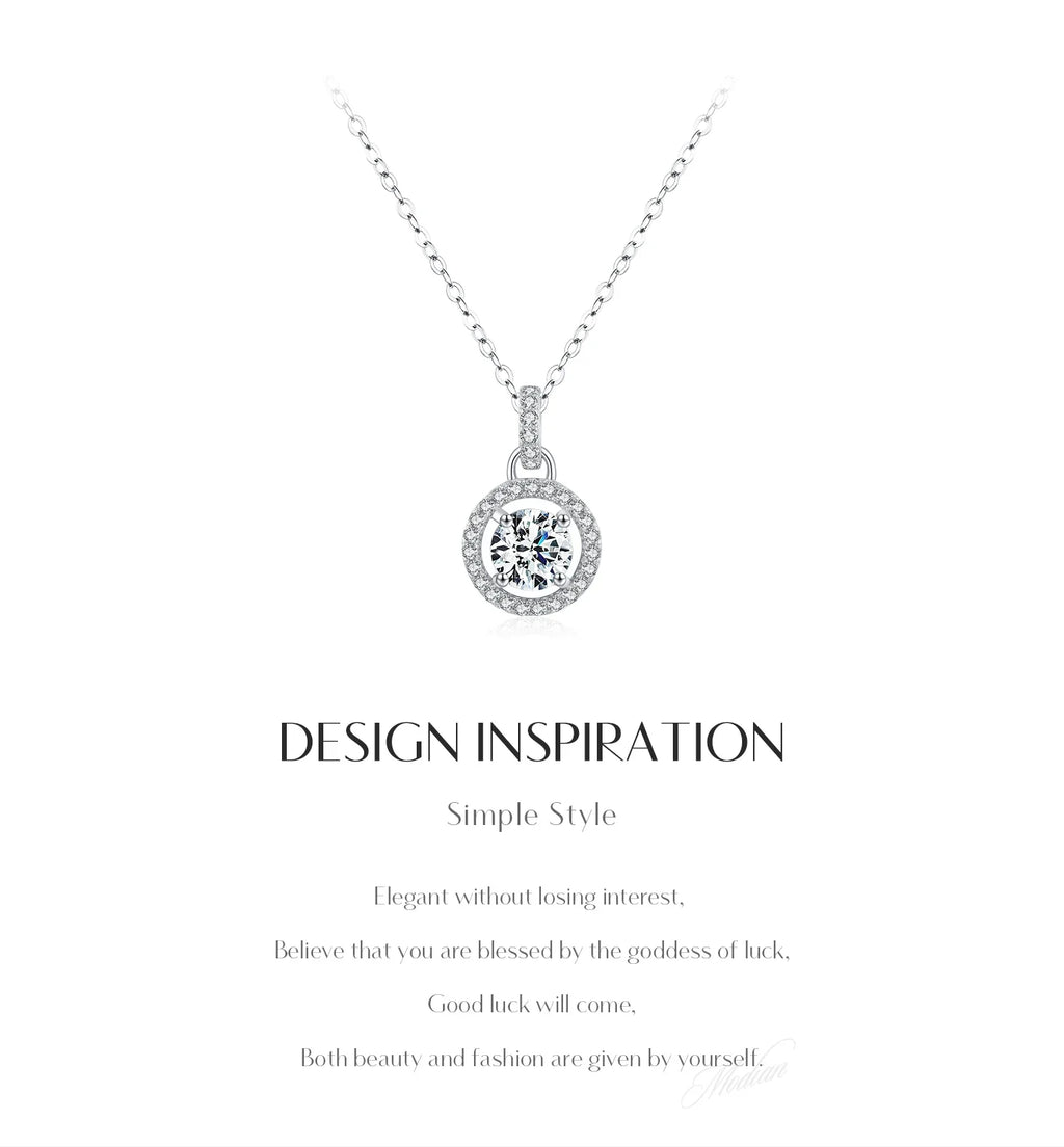 1 Carat D color Moissanite Pendant Necklace For Women 925 Sterling Silver Wedding Bridal Fine Jewelry With Certificate