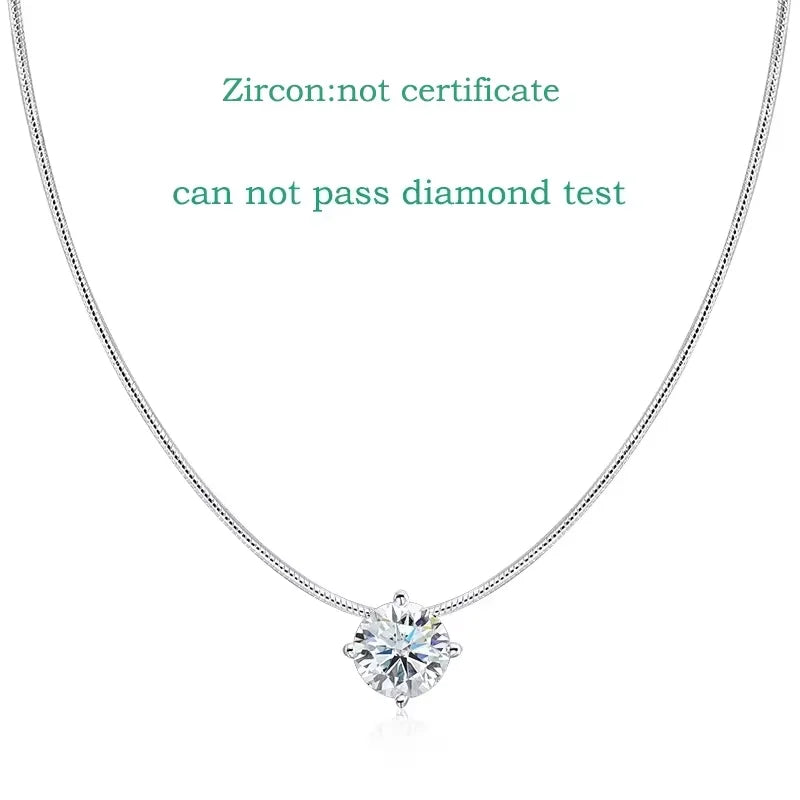 0.5-2CT D Color Certified Moissanite Necklace for Women Sparkling Lab Diamond 100% 925 Sterling Silver Pendants Wholesale
