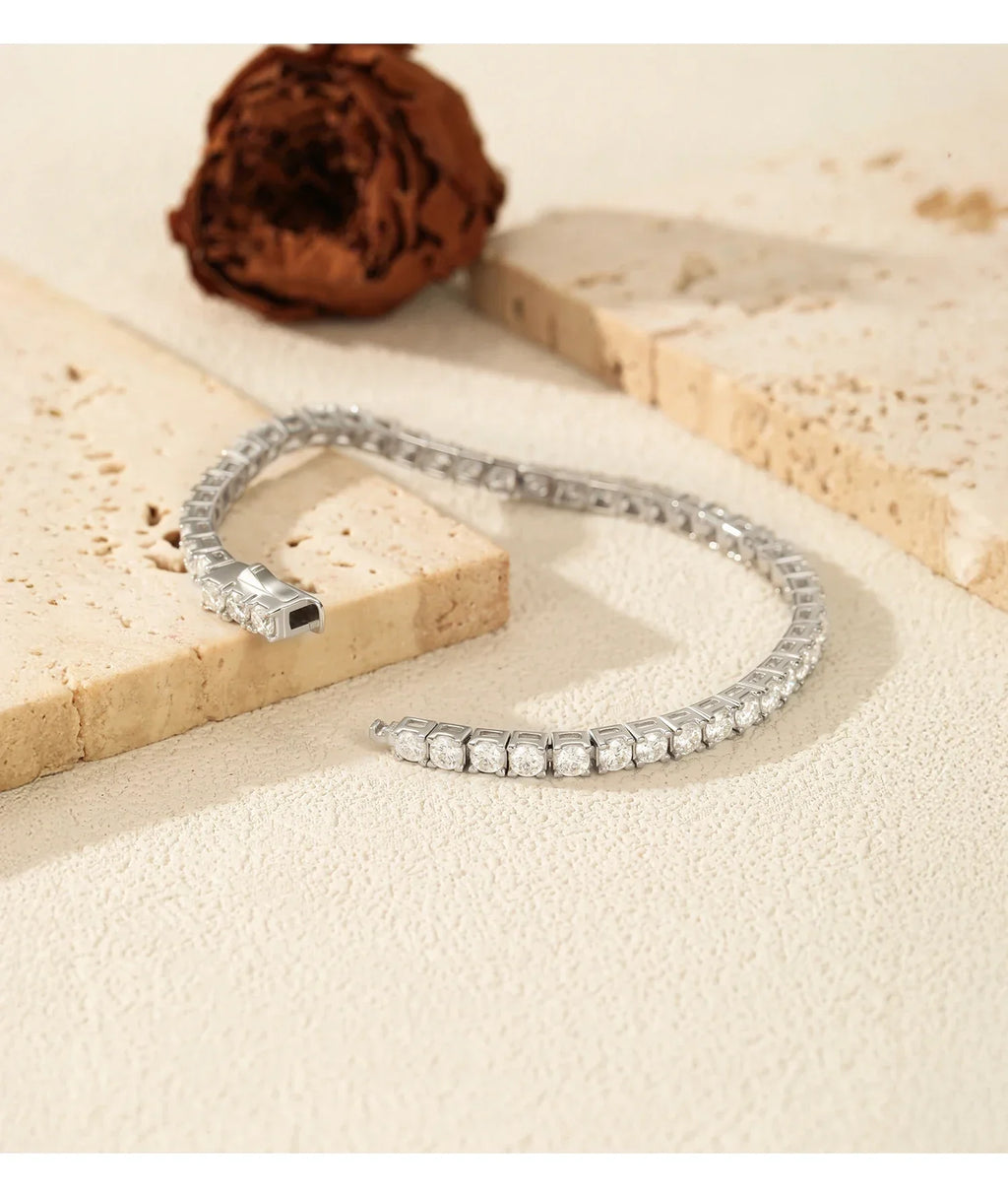 D Color VVS1 Moissanite Tennis Bracelet 925 Sterling Silver Single Classic Bracelets With Box for Women Man Fine Jewelry